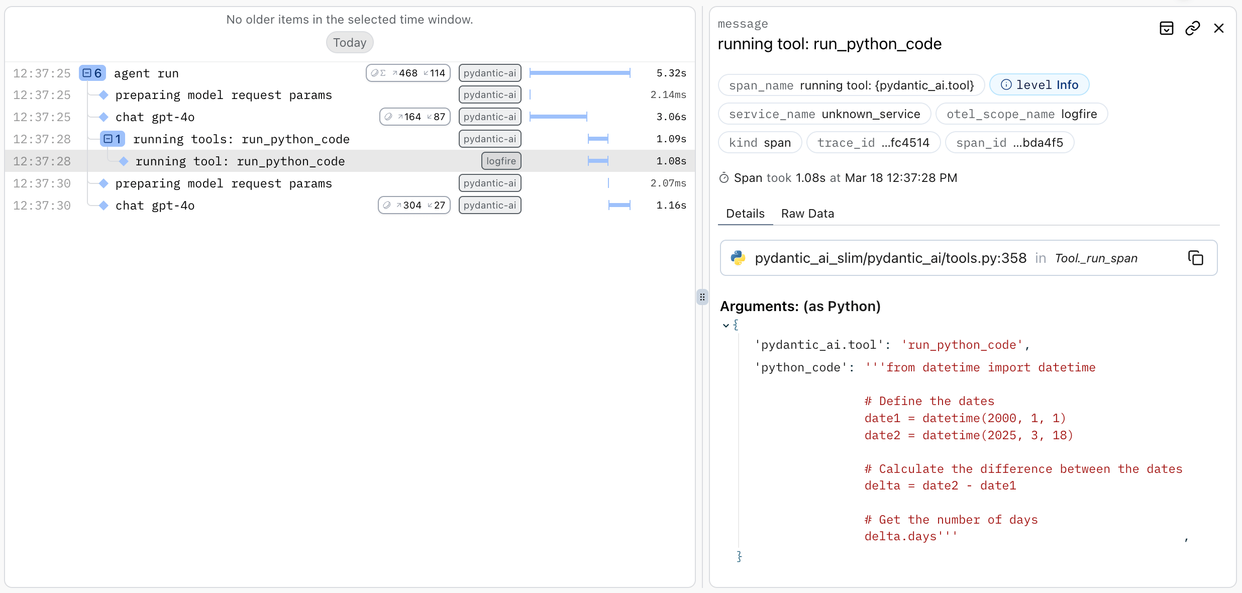 Logfire run python code